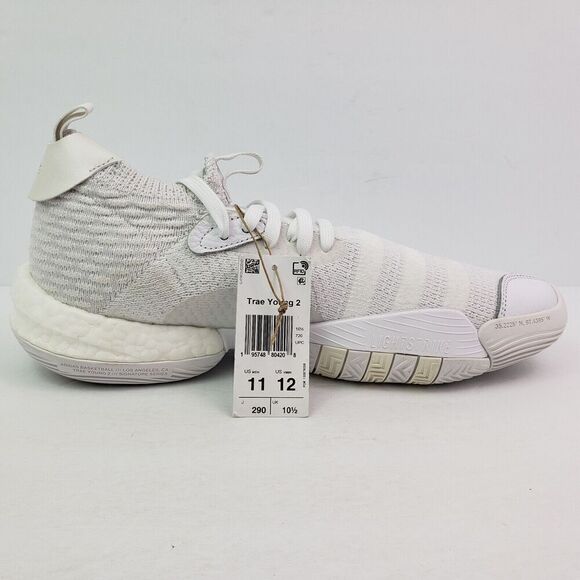Adidas Trae Young 2.0 Mens Size 11 Triple White Basketball Sneaker Shoes H03844 main image 8
